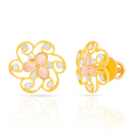 Petal Grace Gold Stud Earrings in 22K