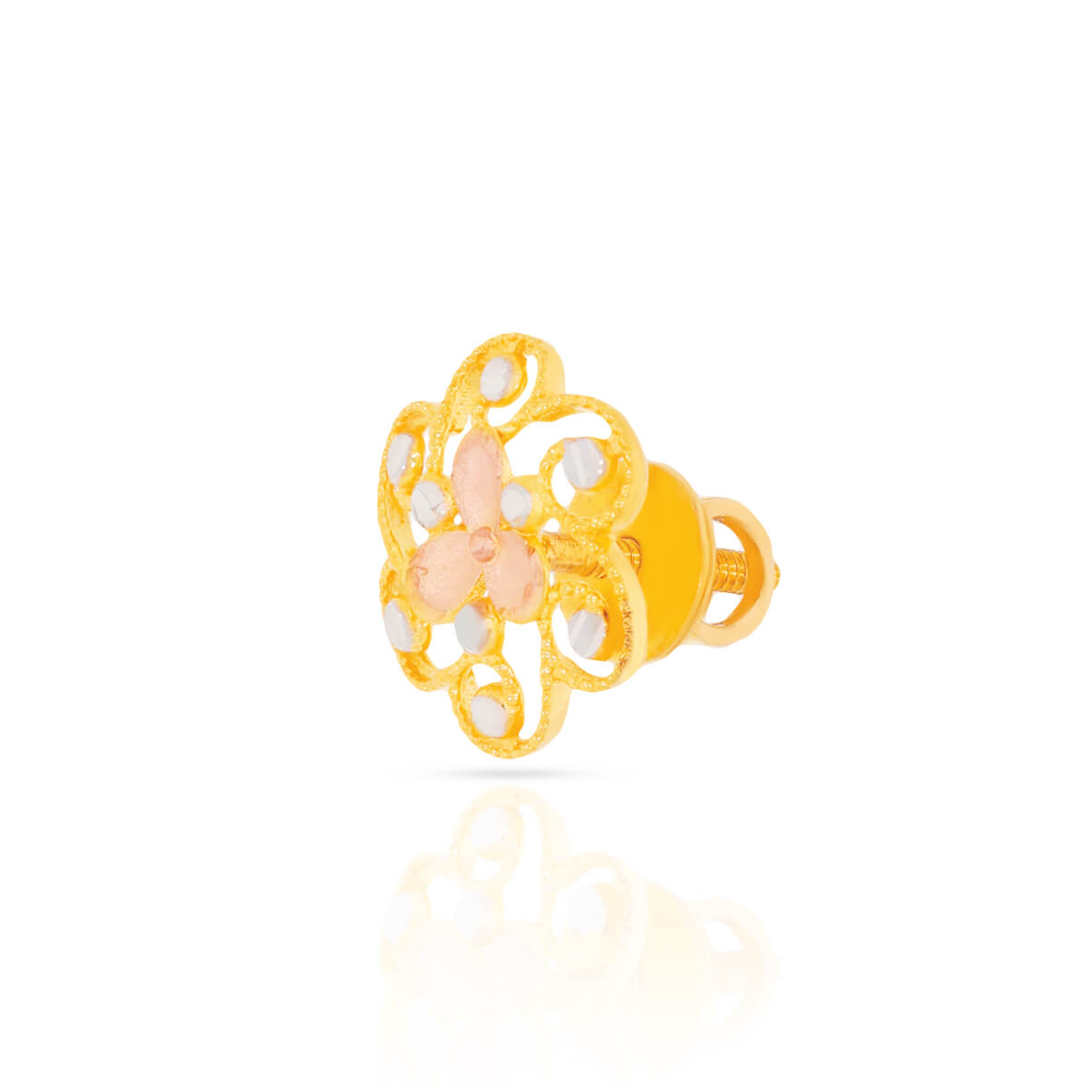 Petal Grace Gold Stud Earrings in 22K