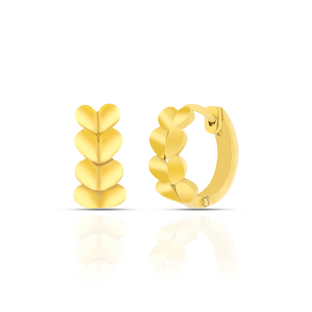 Elegant Leaf Motif 18K Gold Hoops