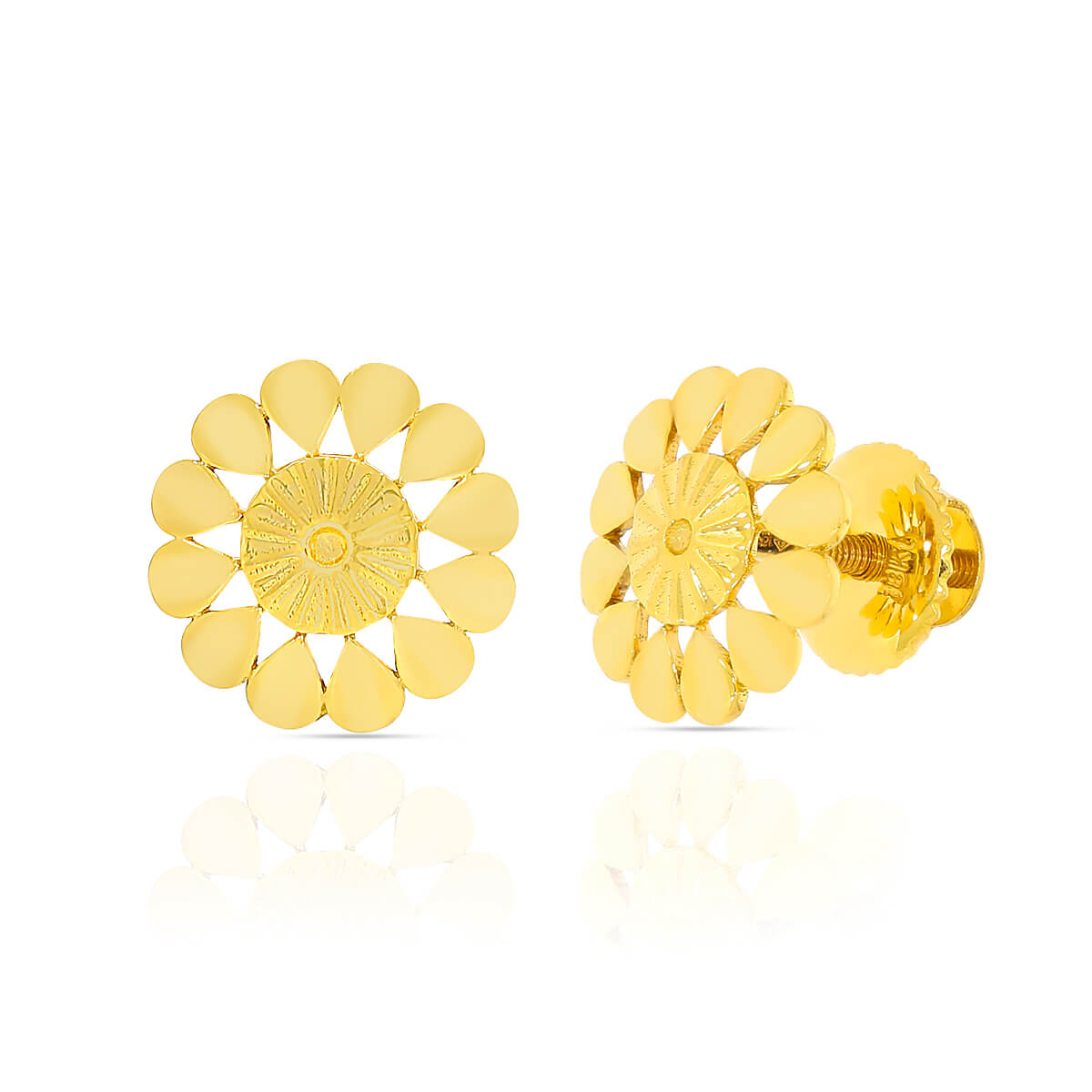 Floral Chic Gold Stud Earrings in 18K