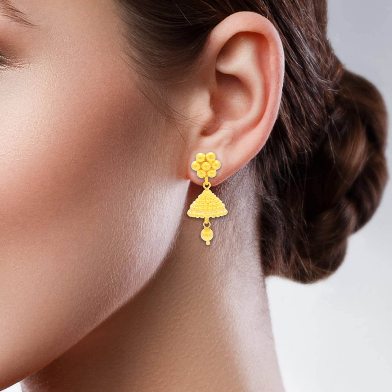 Graceful Blossom Gold Jhumka Earrings
