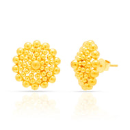 22K Classic Floral Gold Stud Earrings for Everyday Wear