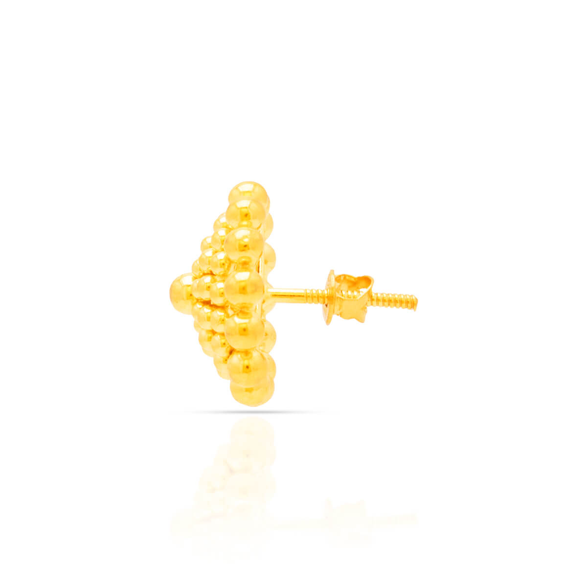 22K Classic Floral Gold Stud Earrings for Everyday Wear