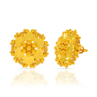 Exquisite Floral Design 22K Gold Stud Earrings