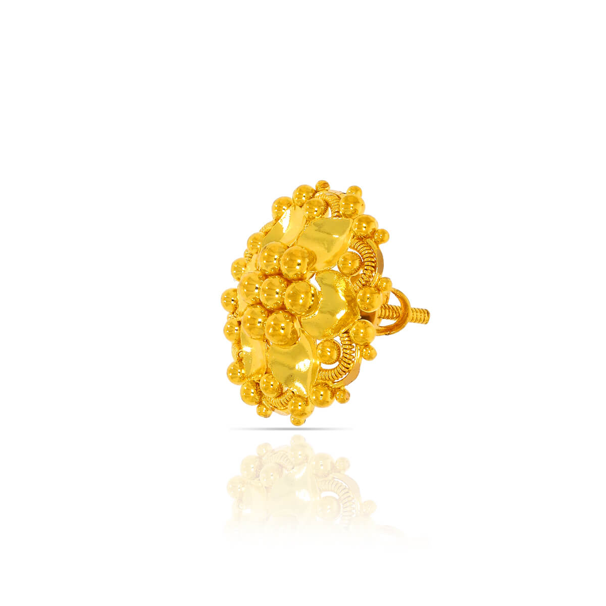 Exquisite Floral Design 22K Gold Stud Earrings