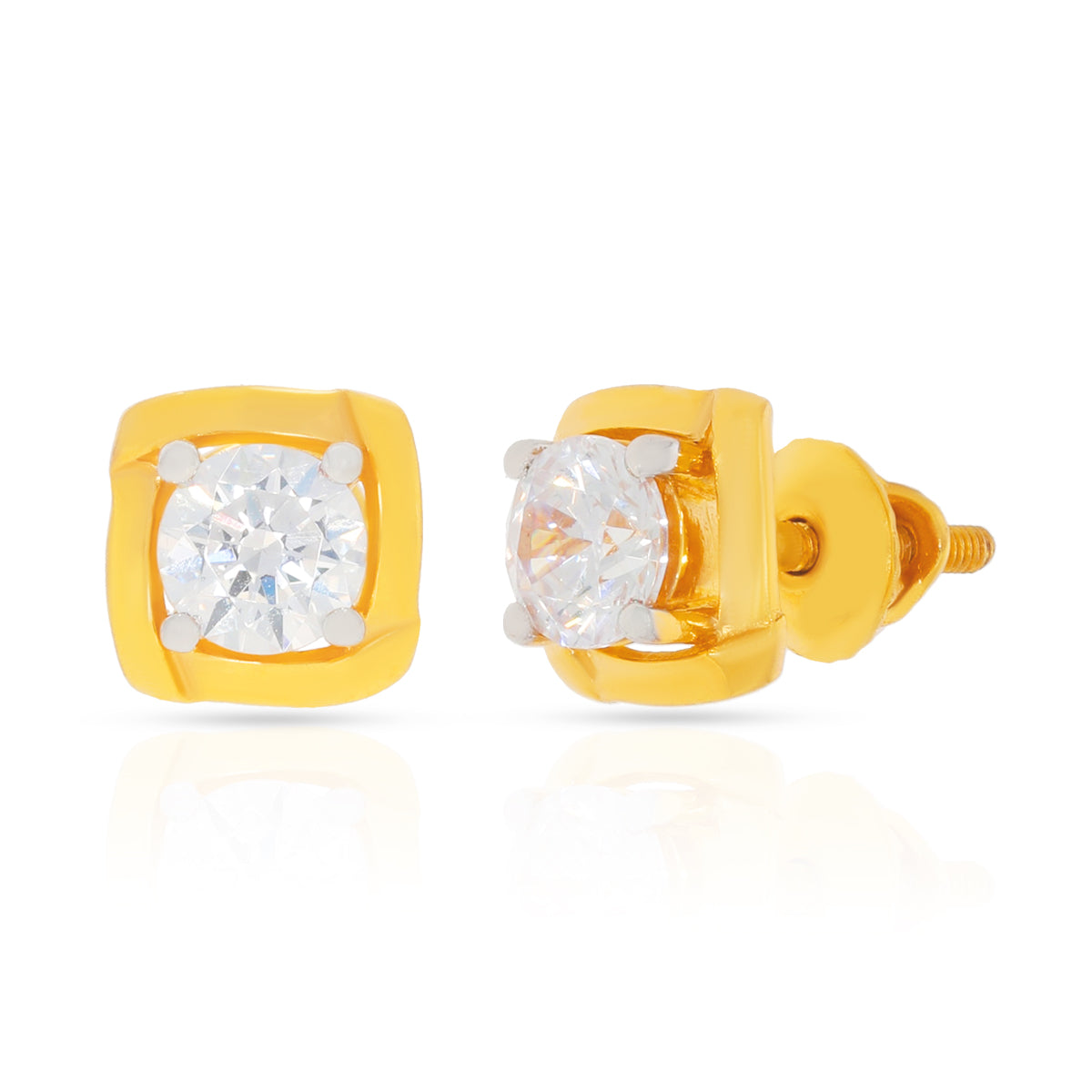 22K Geaming Zirconia Square Studs for Daily Dazzle