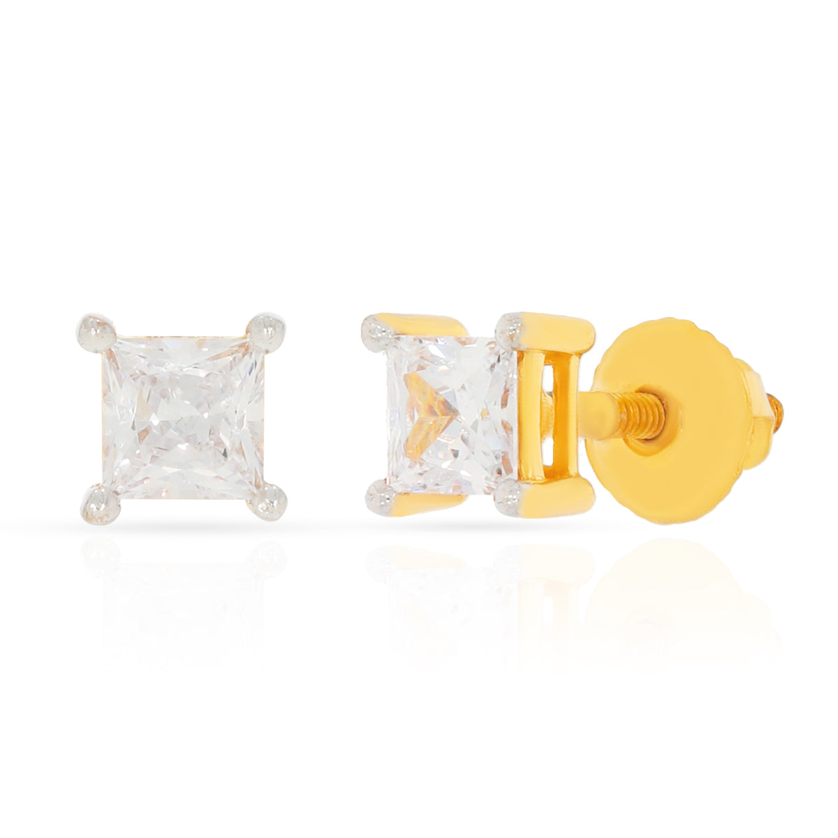22K Petite Shinny Square Studs
