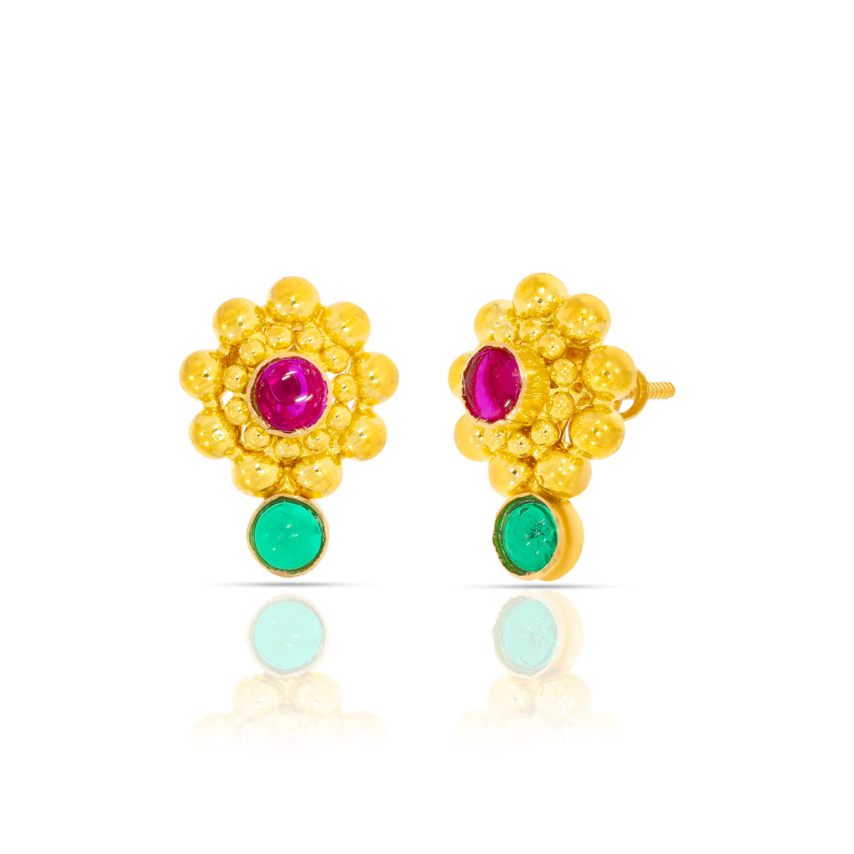 22K Radiant Floral Gold Stud Earrings