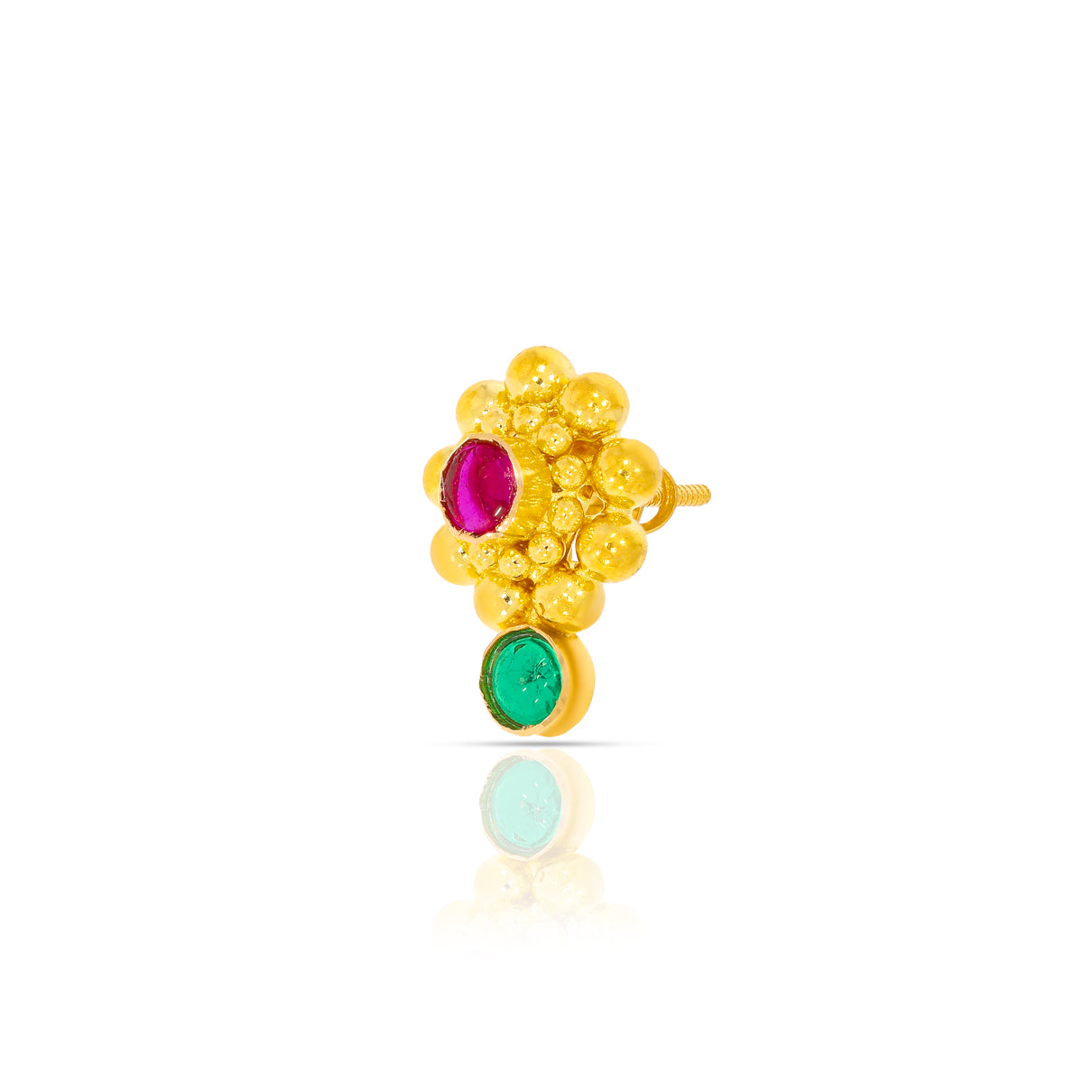 22K Radiant Floral Gold Stud Earrings