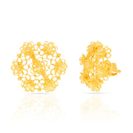 Elegant Jhali Motif Floral Stud Earrings in 22K
