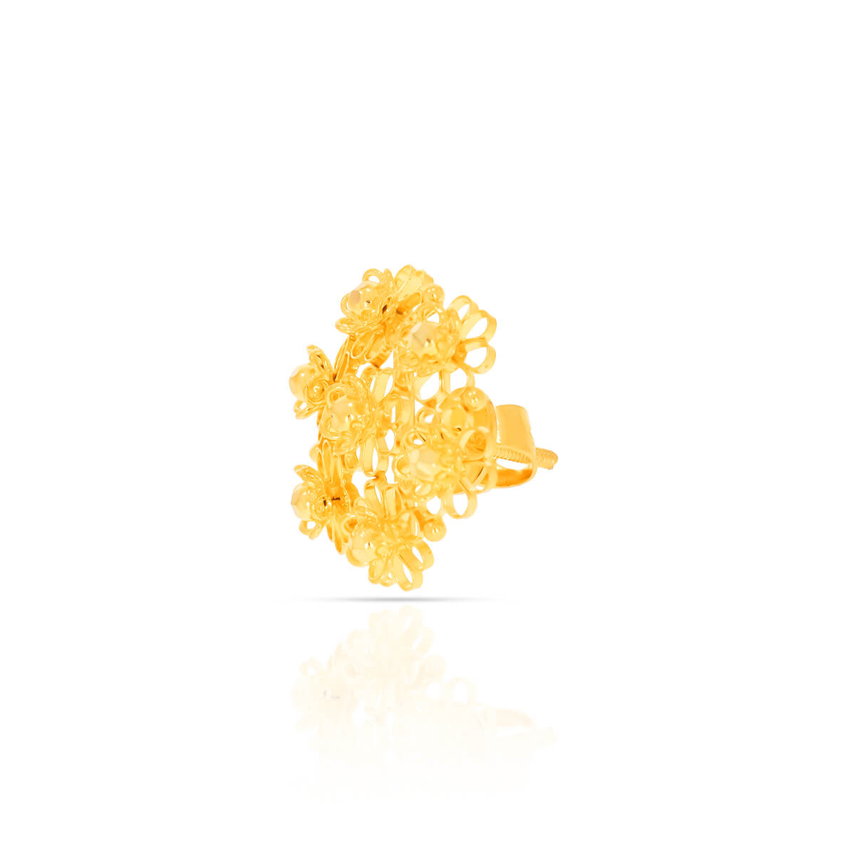 Elegant Jhali Motif Floral Stud Earrings in 22K