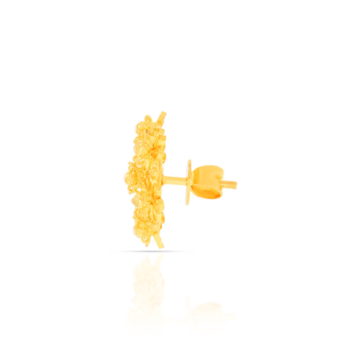 Elegant Jhali Motif Floral Stud Earrings in 22K
