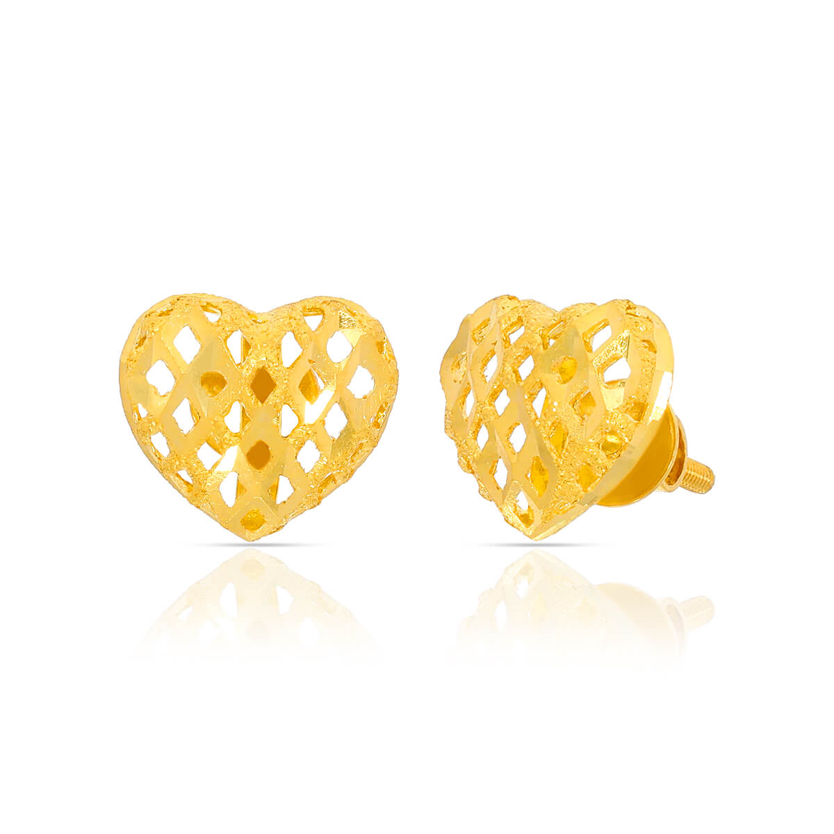 22K Gold Dainty Heart Studs for Adorable Look