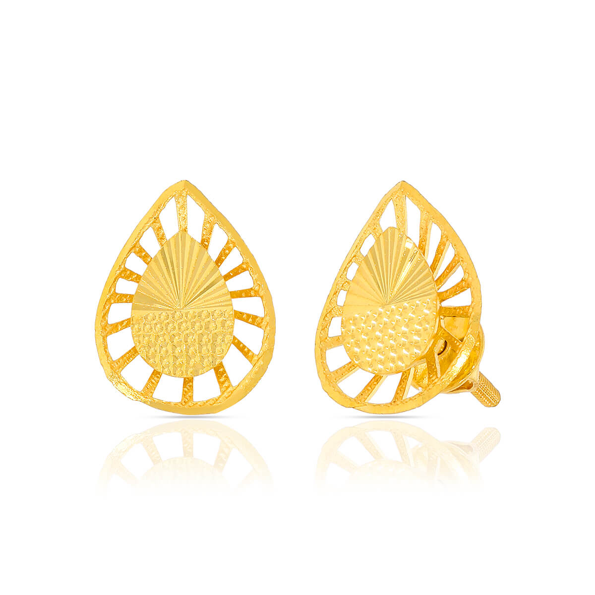 22K Gold Tear-Drop Studs for Soft Glow