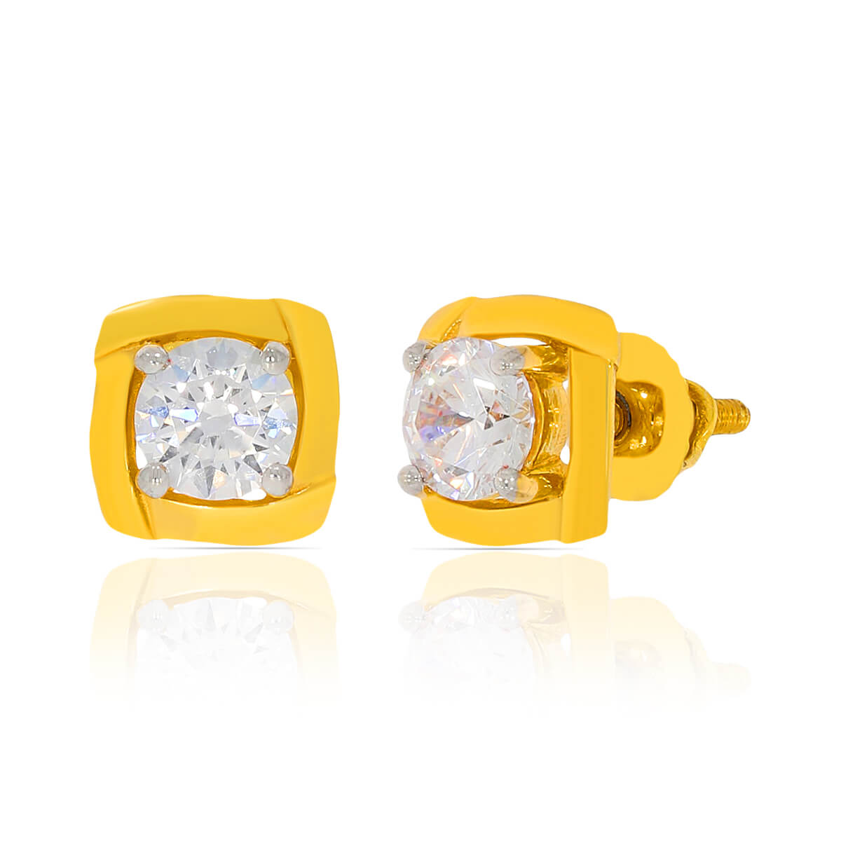 Vibrant Square Stud Gold Earrings
