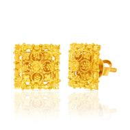 22K Gold Square Studs with Modern Elegance
