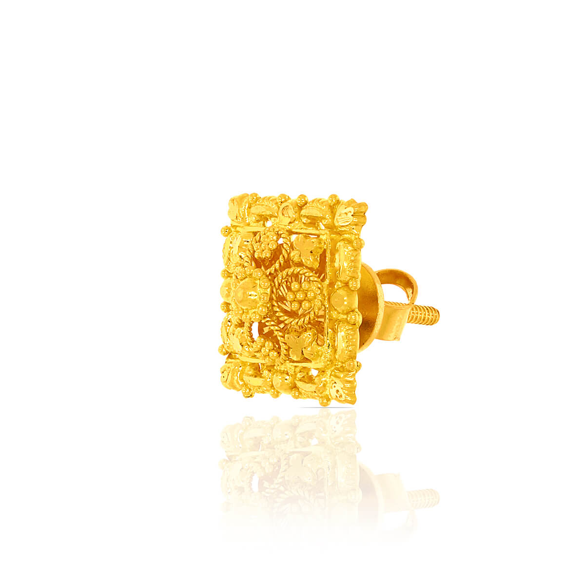 22K Gold Square Studs with Modern Elegance