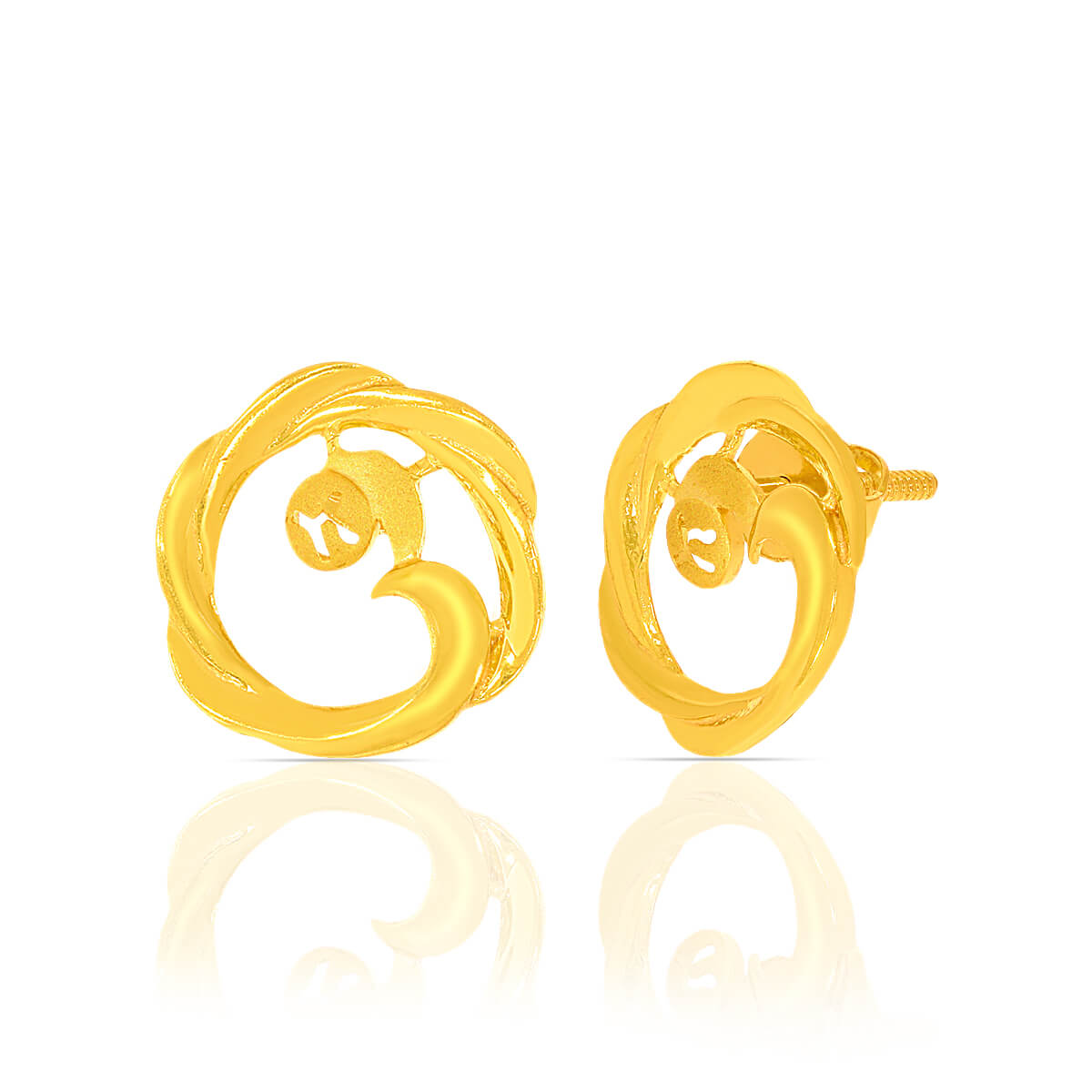 22K Classic Spherical Gold Studs For Daily Glow