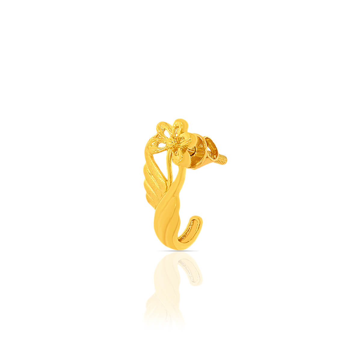 Minimalist Floral Charm 22K Gold Hoops