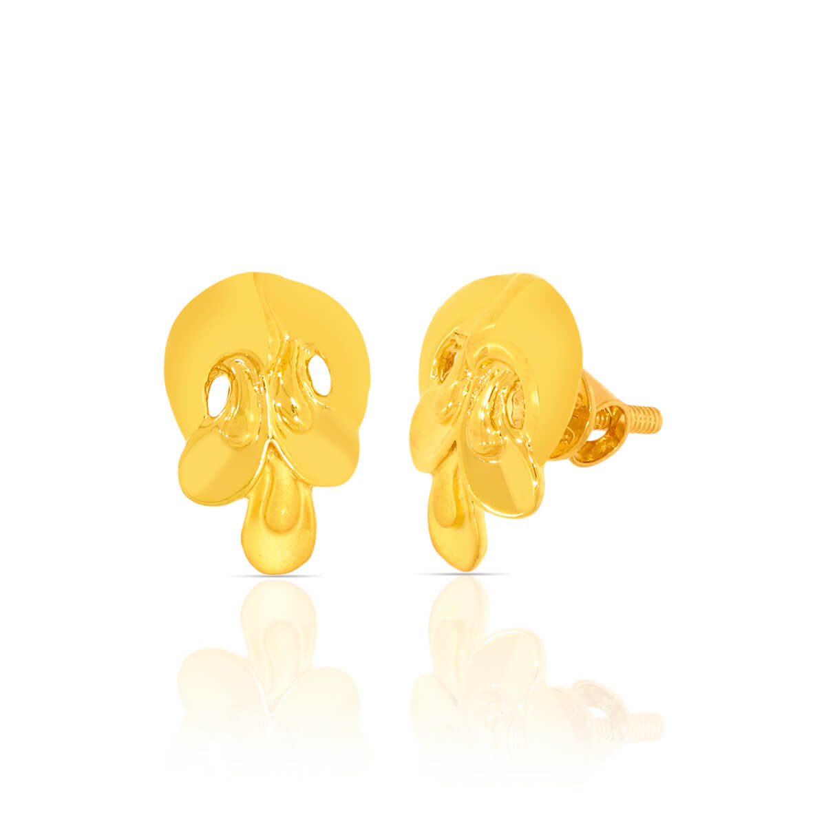 Enigmatic Petal Motif 22K Gold Studs