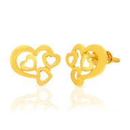 Stylish Minimalist Heart Studs in 22K Gold