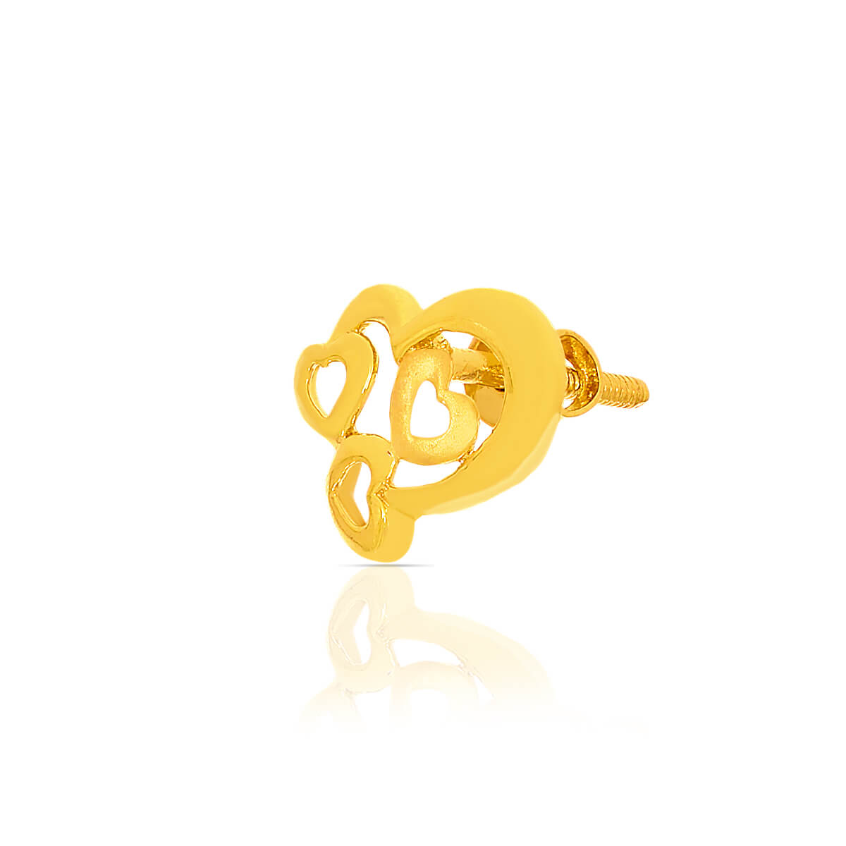Stylish Minimalist Heart Studs in 22K Gold