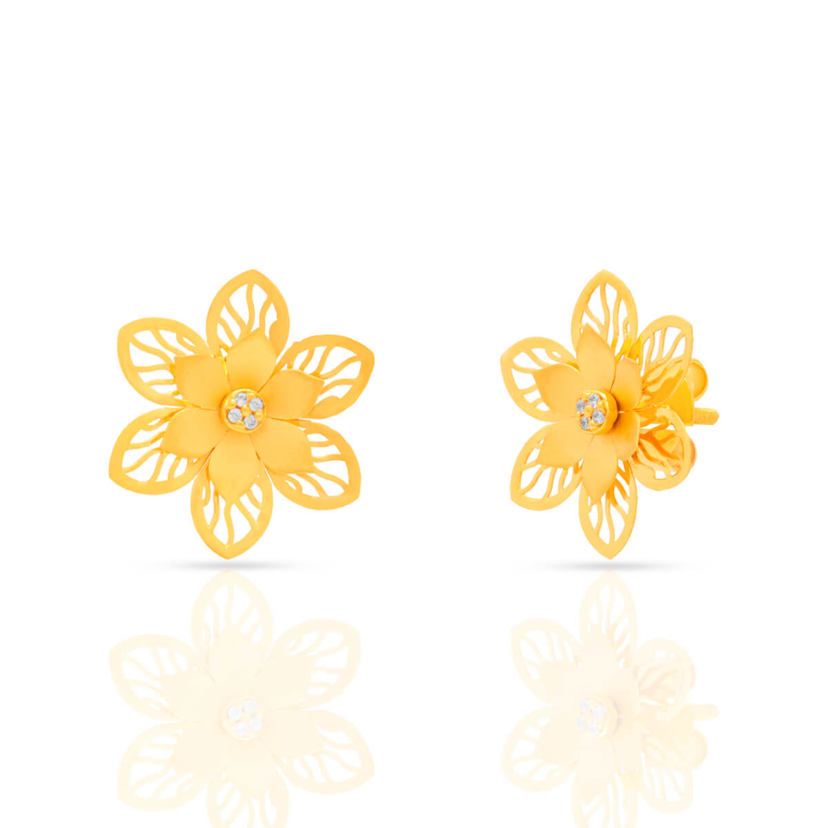 Floral 22K Gold Stud Earrings with Graceful Bloom