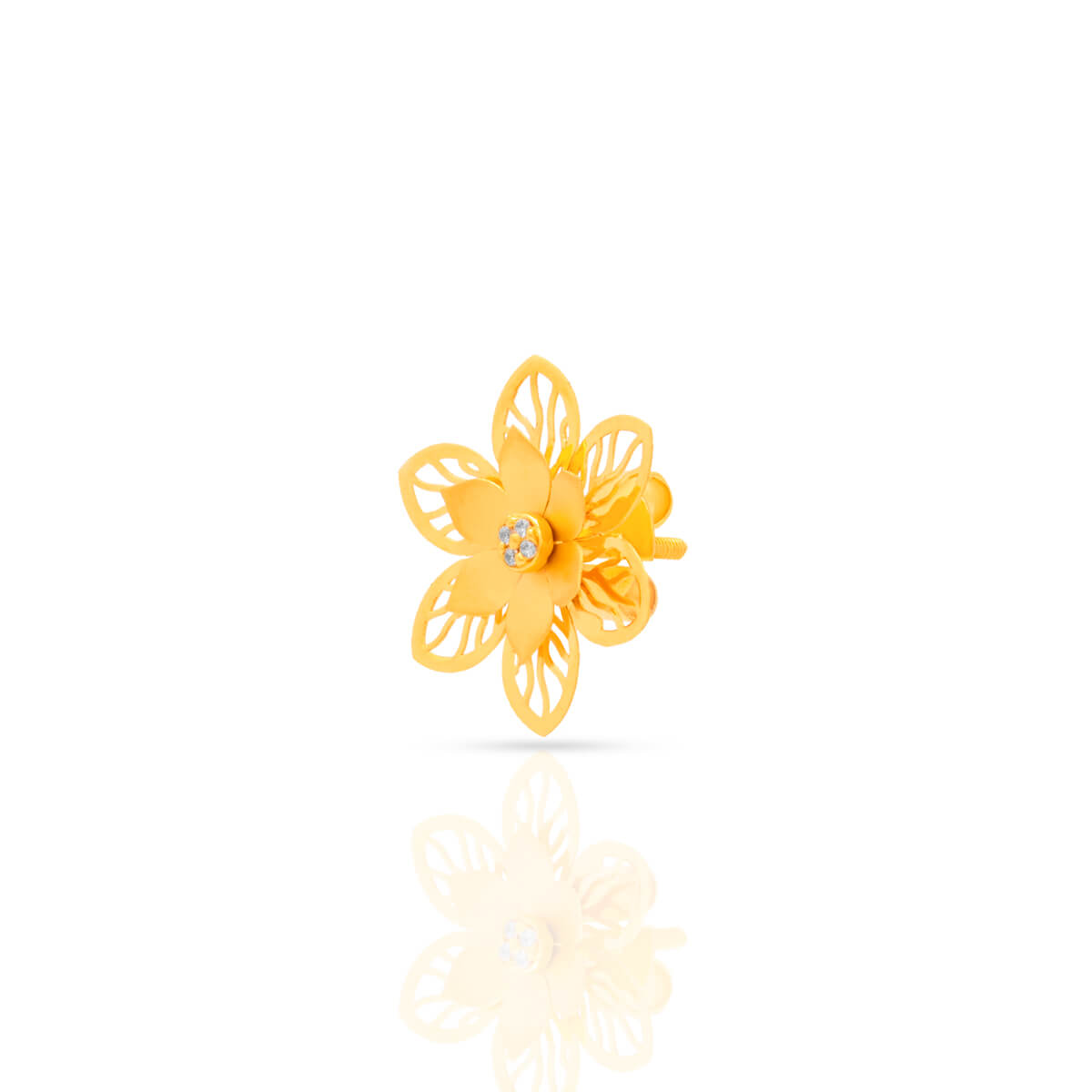 Floral 22K Gold Stud Earrings with Graceful Bloom