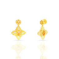 22K Delicate Jhali Motif Floral Dangler Earrings