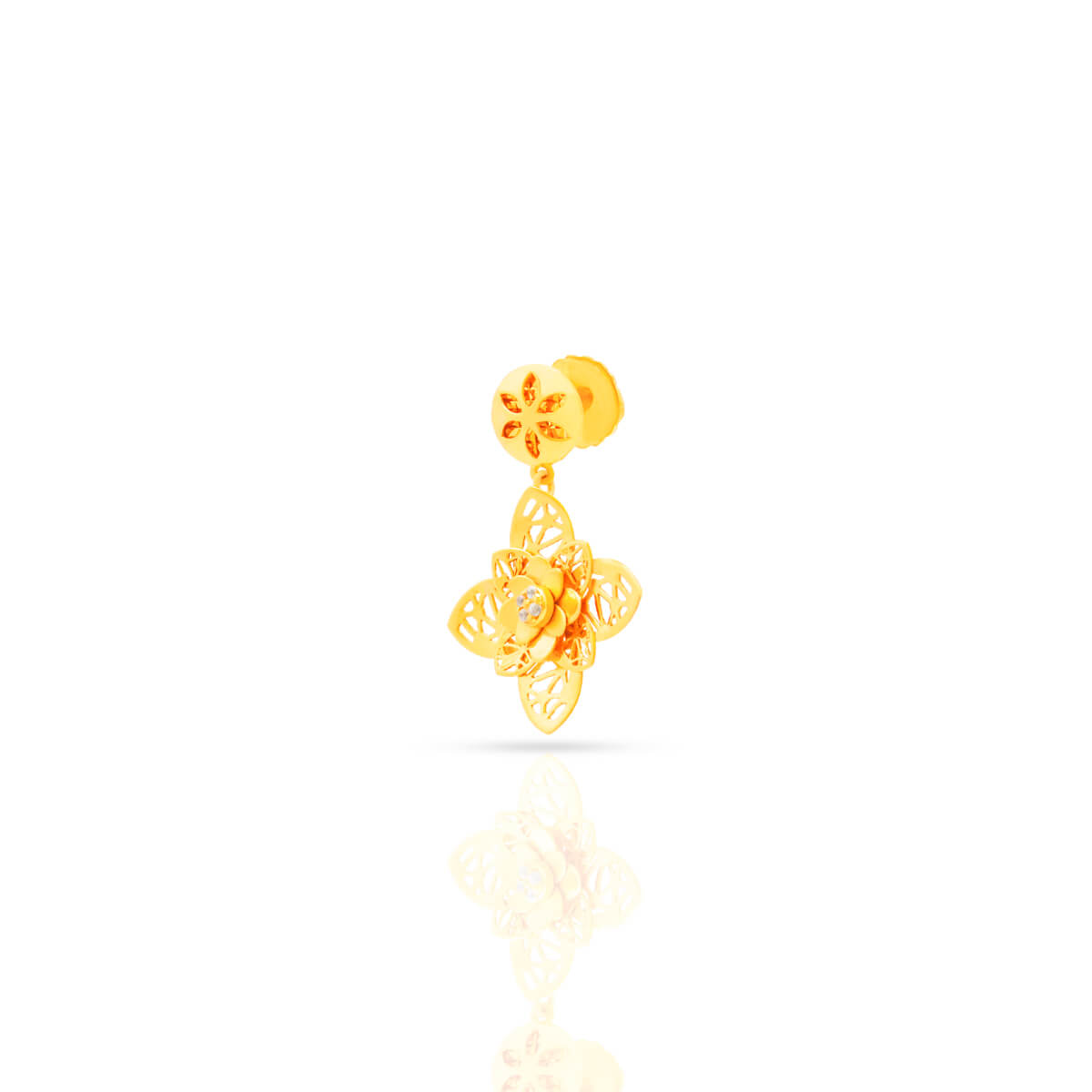 22K Delicate Jhali Motif Floral Dangler Earrings