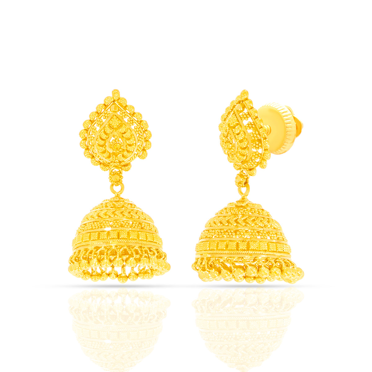 Traditional Twirl Gold Jhumka Earrings