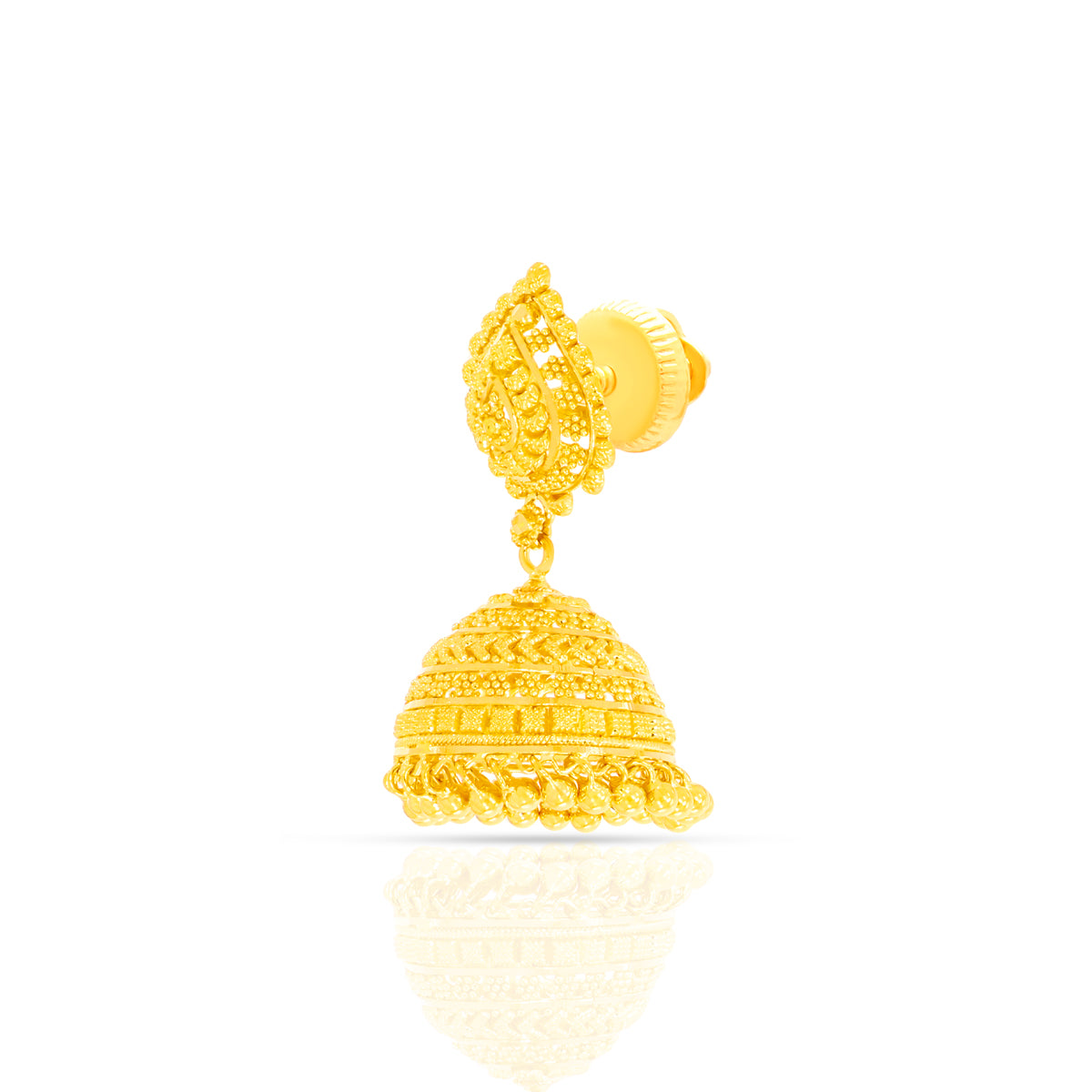 Traditional Twirl Gold Jhumka Earrings