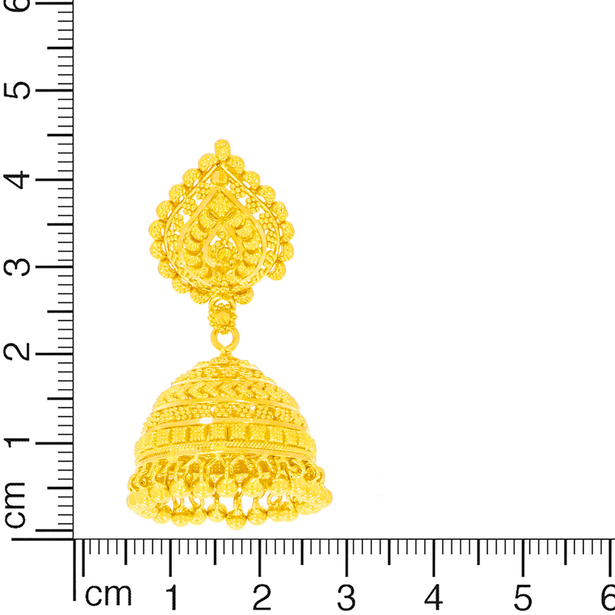 Traditional Twirl Gold Jhumka Earrings
