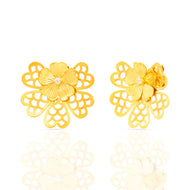 Floral Charm 22K Gold Studs with Soft Petal