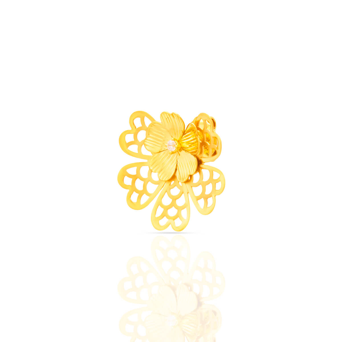 Floral Charm 22K Gold Studs with Soft Petal