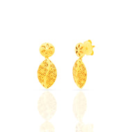 22K Gold Danglers with Graceful Floral Motif
