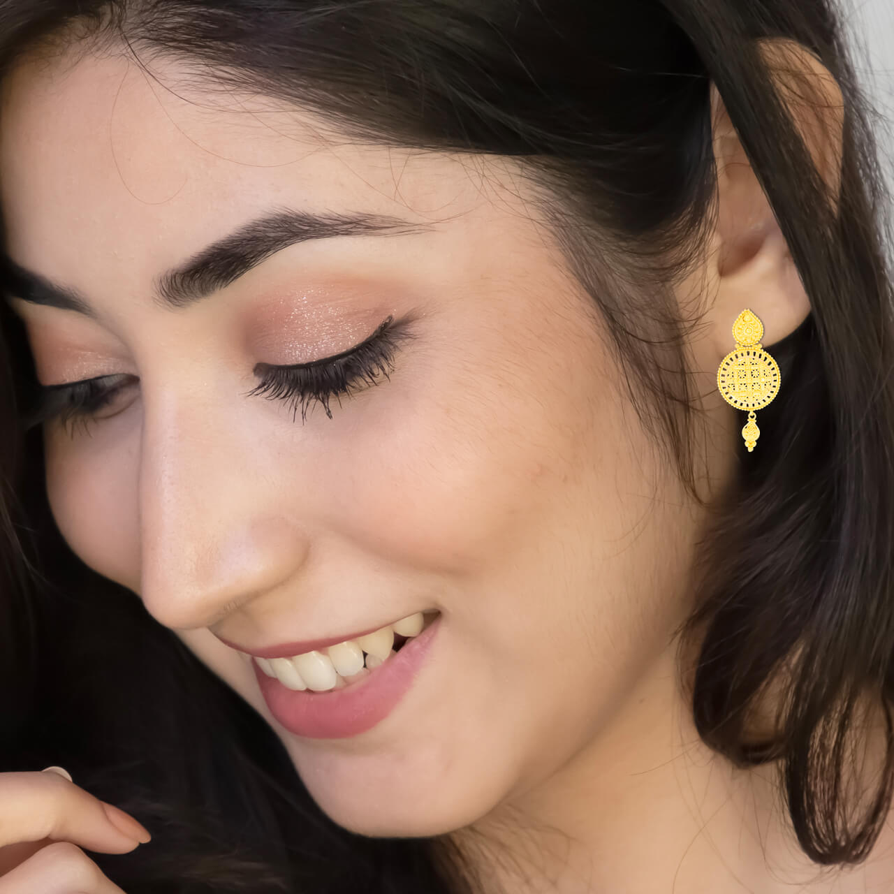 Stunning Flower Elegance 22K Gold Danglers
