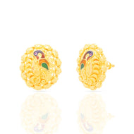 22K Colour Burst gemstone Peacock Motif Studs