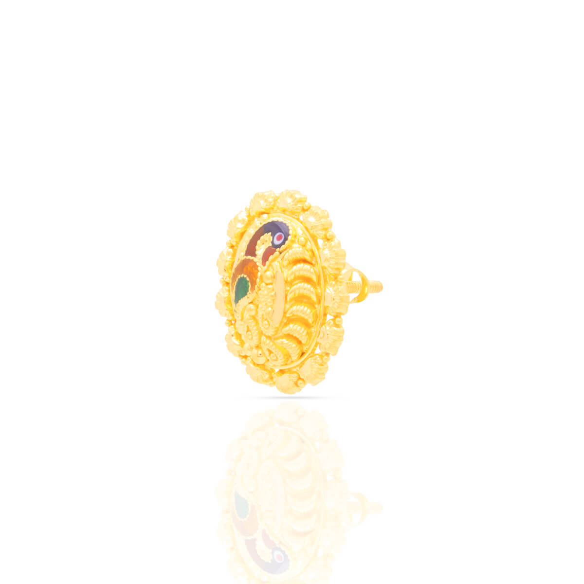 22K Colour Burst gemstone Peacock Motif Studs