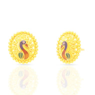 Vibrant gemstone Peacock Motif 22K Gold Studs