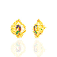 22K Opulent gemstone Peacock Motif Studs