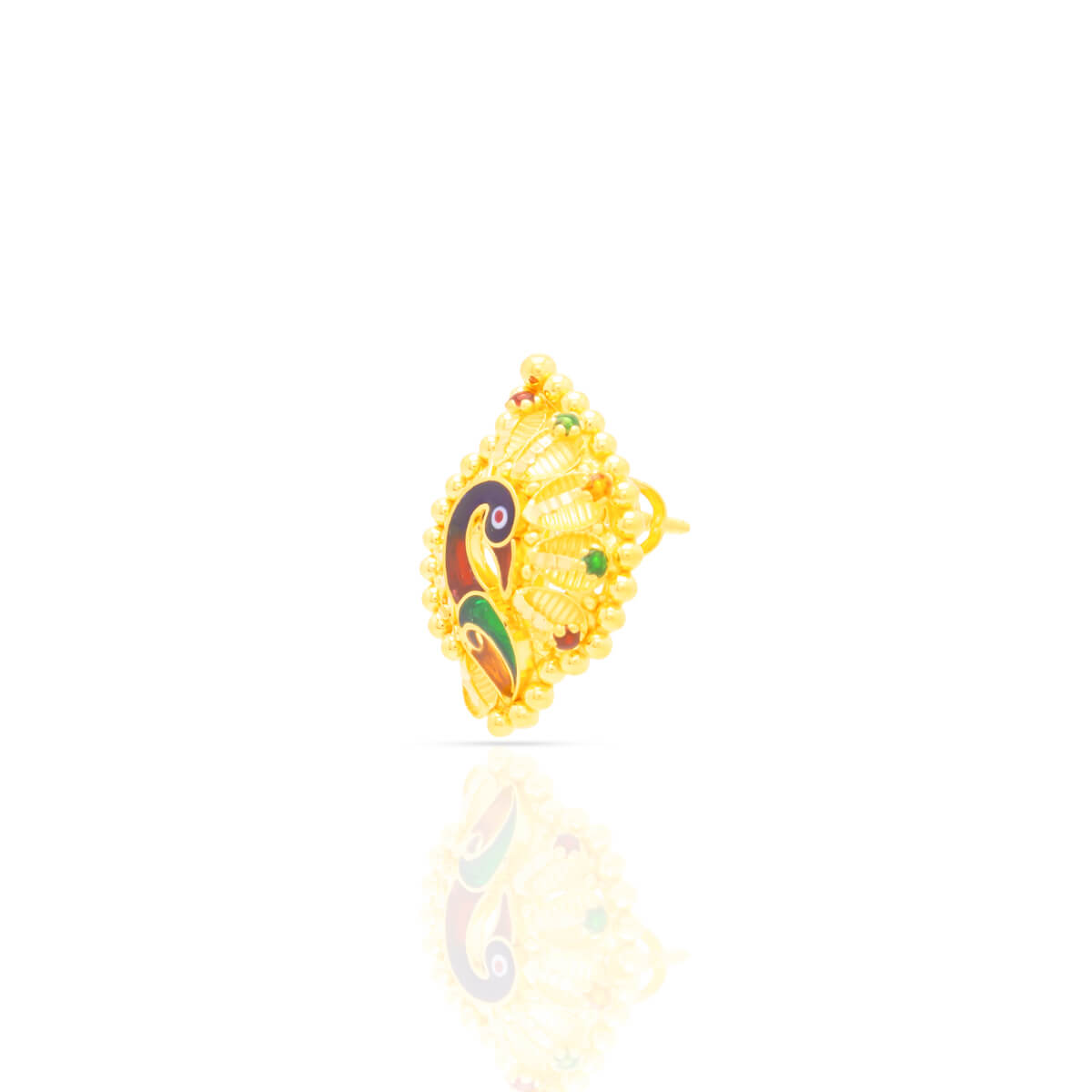 22K Opulent gemstone Peacock Motif Studs