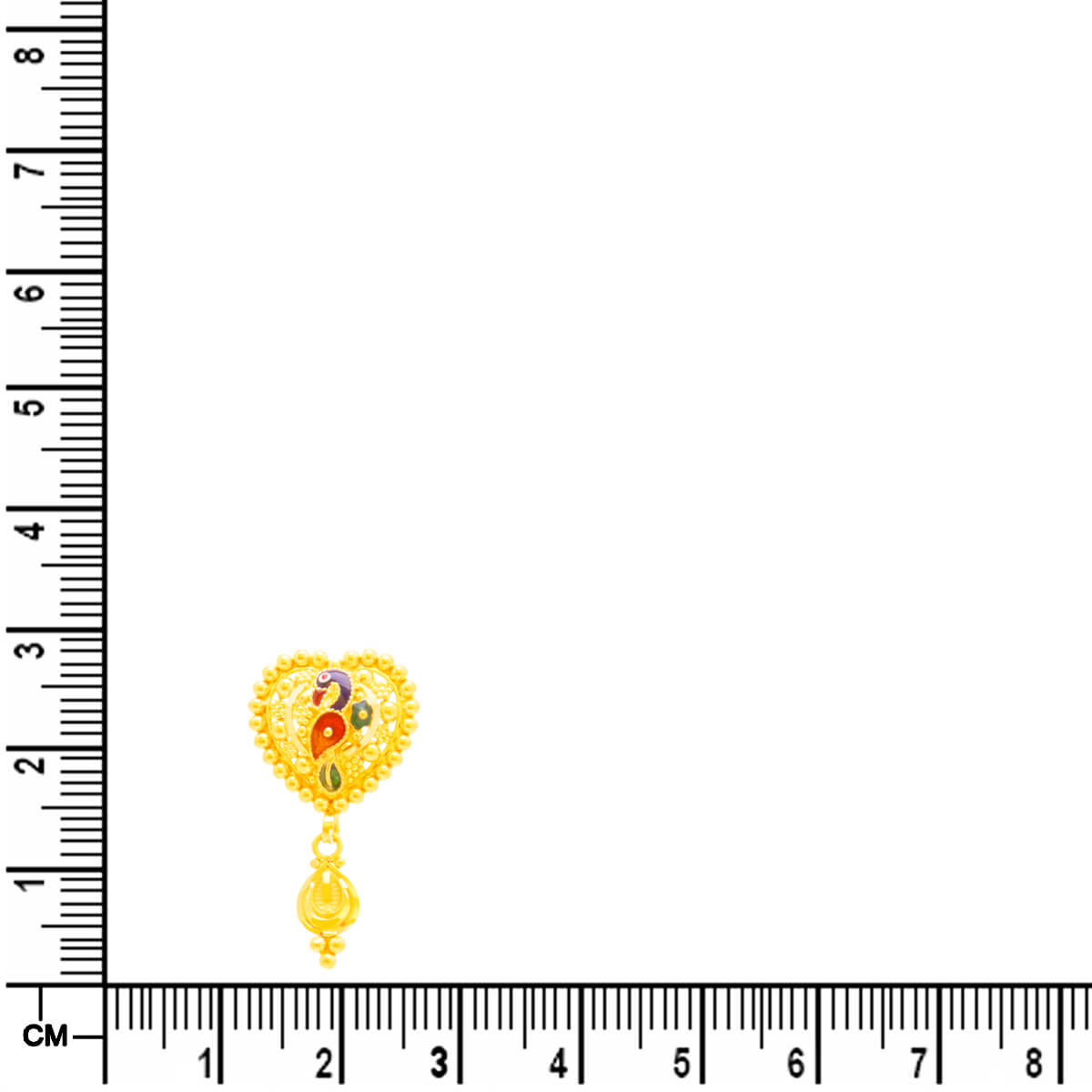 18K Vibrant Peacock Motif Gold Dangler Earrings