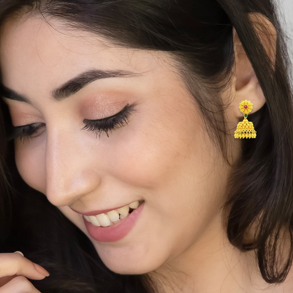 Classic Enticing Flora 22K Gold Jhumkas