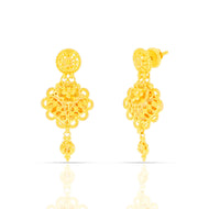 Intricately Crafted Daisy Motif Gold Dangler Earrings