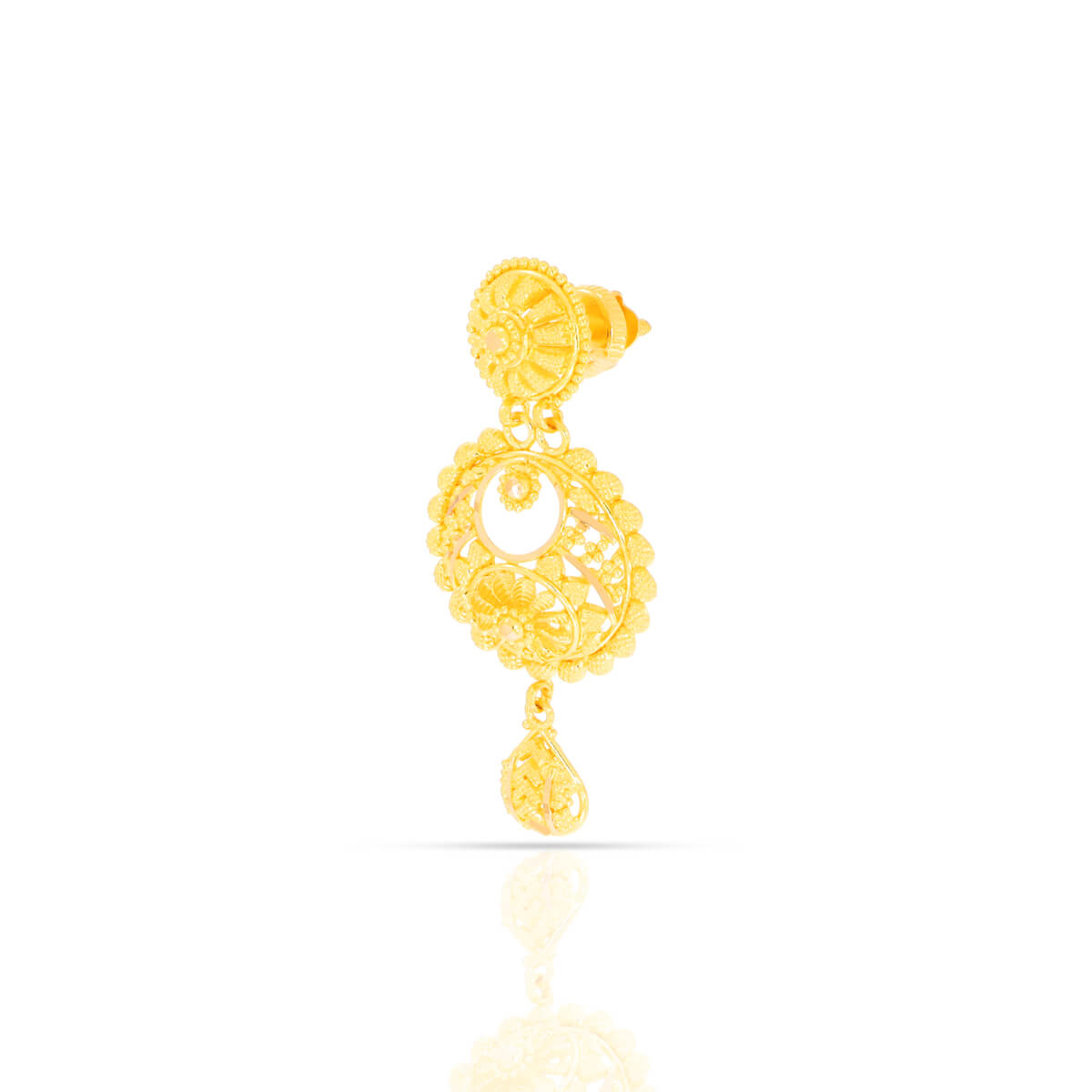 22K Floral Beauty Gold Dangler Earrings