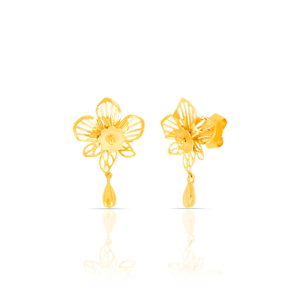 Chic Floral 22K Gold Stud Earrings for a Soft Touch