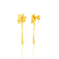 Delicate Floral 22K Gold Danglers for Modern Elegance