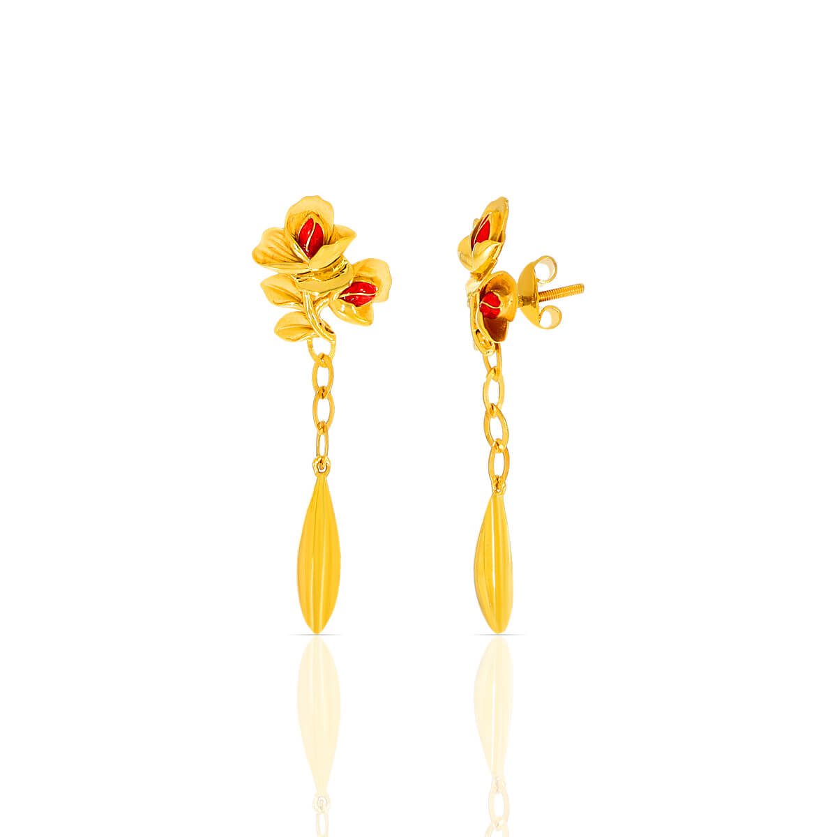 Chic 22K Gold Blossom Dangler Earrings