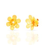 Full Bloom Floral Gold Studs 22K